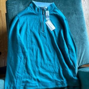NWT Tommy Bahama Men’s XL Reversible Flipshore Half-Zip Largo Teal Heather